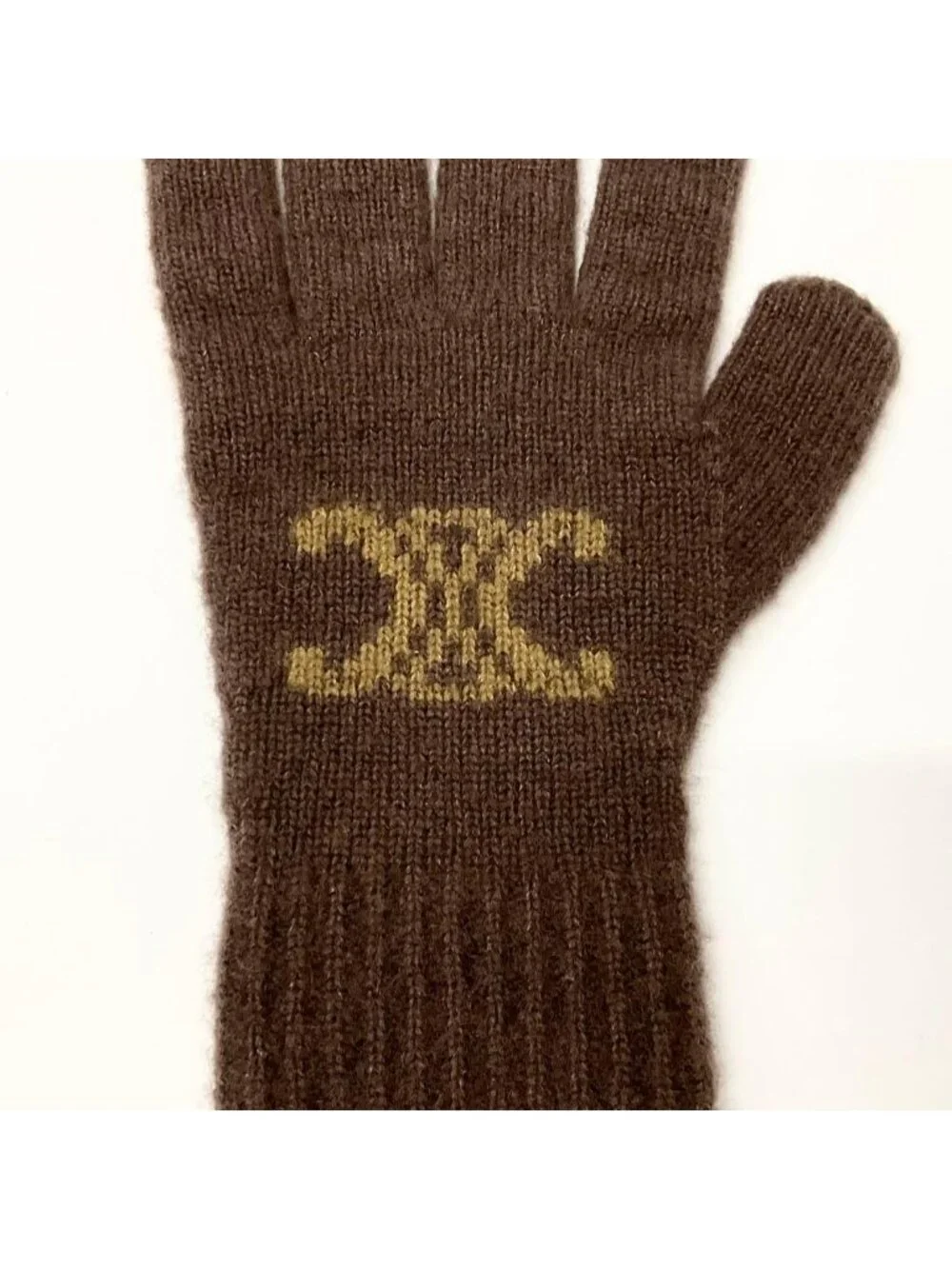 Celine Triomphe Monogram Gloves Brown